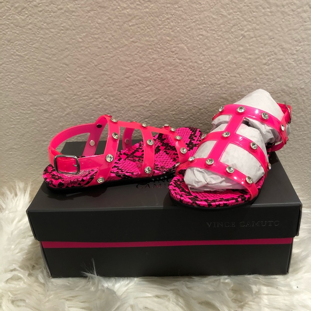 Kids Vince Camuto Fuchsia Jelly Snake print sandal